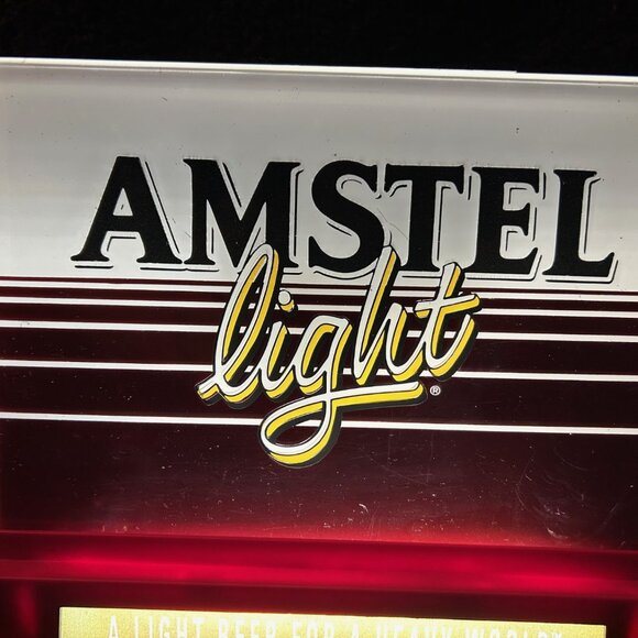 Vintage Lighted Plastic Amstel Light "A Light Beer for a Heavy World" Sign - Picture 3 of 7